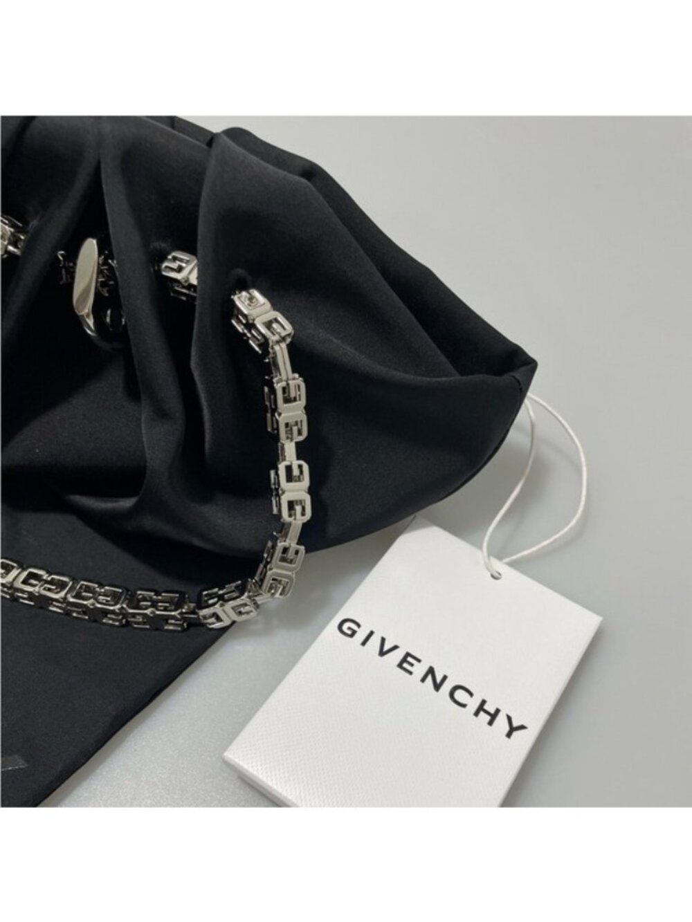 Givenchy Kenny Mini Silk Top Handle Bag Black Silver - Picture 2 of 9